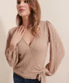 0441 Anvelop Örme Bluz - Bej