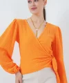 0441 Anvelop Örme Bluz - Turuncu