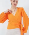 0441 Anvelop Örme Bluz - Turuncu