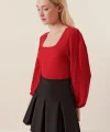 0442 Uzun Kollu Bluz - Kırmızı