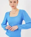 0442 Uzun Kollu Bluz - Saks