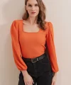 0442 Uzun Kollu Bluz - Turuncu