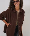 0674 Cepli Oversize Gömlek  C. Kahverengi