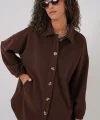 0674 Cepli Oversize Gömlek  C. Kahverengi