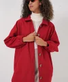 0674 Cepli Oversize Gömlek  Kırmızı