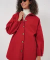 0674 Cepli Oversize Gömlek  Kırmızı