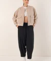 0688 Çift Cepli Bomber Ceket  Bej