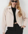 0717 Kısa Kaşe Ceket  Bej
