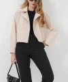 0717 Kısa Kaşe Ceket  Bej