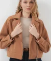 0717 Kısa Kaşe Ceket  Camel