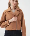 0717 Kısa Kaşe Ceket  Camel
