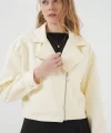 0717 Kısa Kaşe Ceket  Krem