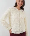 0719 Güllü Ceket  Ekru