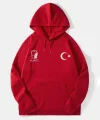 10 Kasıma Özel Üç İplik Kapüşonlu Baskılı SweatShirt - Kırmızı
