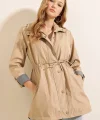10322 Beli Büzgülü Trençkot - Bej