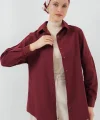 103901 Oversize Basic Tesettür Gömlek - Mürdüm