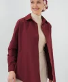 103901 Oversize Basic Tesettür Gömlek - Mürdüm
