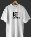 15 Temmuza Özel Tasarım Baskılı T-shirt - Beyaz