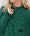 15863 Fermuarlı Triko Hırka - Zümrüt Yeşili