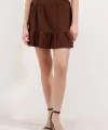 1884 Örme Mini Etek  Kahverengi
