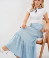 1886 Uzun Örme Etek - Açık Mavi