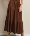 1886 Uzun Örme Etek - Kahverengi