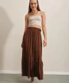 1886 Uzun Örme Etek - Kahverengi