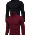 2li Siyah Bordo Unisex Kaşkorse Boğazlı Full Likralı Fitilli Body Kazak