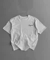 20/1 Penye Compack Baskılı Oversize Bisiklet Yaka Kısa Kol Yazlık T-shirt - Beyaz