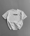 20/1 Penye Compack Baskılı Oversize Bisiklet Yaka Kısa Kol Yazlık T-shirt - Beyaz