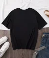20/1 Penye Compack Baskılı Oversize Bisiklet Yaka Kısa Kol Yazlık T-shirt - Siyah