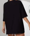 20/1 Penye Compack Classical Baskılı Siyah Oversize Tişort - Siyah