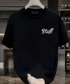 20/1 Penye Compack Start All Over Baskılı Oversize Bisiklet Yaka Kısa Kol T-shirt - Siyah