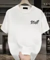 20/1 Penye Compack Start All Over Baskılı Oversize Bisiklet Yaka Kısa Kol Yazlık T-shirt - Beyaz