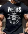 20/1 Penye Compack Vikings Valhalla Baskılı Oversize Bisiklet Yaka T-shirt - Siyah