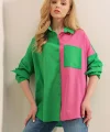 20116 Blok Renkli Gömlek  Yeşil
