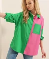 20116 Blok Renkli Gömlek  Yeşil