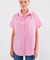 20120 Oversize Kısa Kollu Gömlek  Pembe