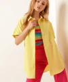 20120 Oversize Kısa Kollu Gömlek  Sarı