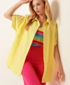 20120 Oversize Kısa Kollu Gömlek  Sarı