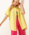 20120 Oversize Kısa Kollu Gömlek  Sarı