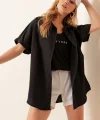 20120 Oversize Kısa Kollu Gömlek  Siyah