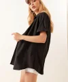 20120 Oversize Kısa Kollu Gömlek  Siyah