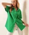 20120 Oversize Kısa Kollu Gömlek  Yeşil