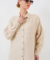 20126 Oversize Keten Gömlek - Bej