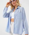20143 Cepli Oversize Gömlek - Mavi