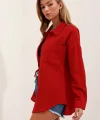 20153 Tek Cepli Oversize Gömlek  Kırmızı
