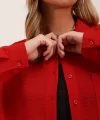 20153 Tek Cepli Oversize Gömlek  Kırmızı