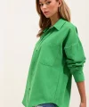 20153 Tek Cepli Oversize Gömlek  Yeşil
