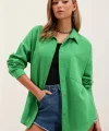 20153 Tek Cepli Oversize Gömlek  Yeşil